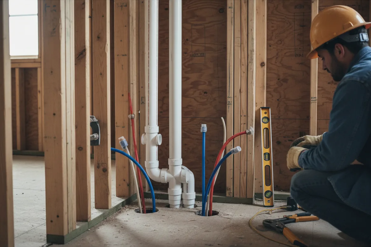 Drain and supply rough-in during Sump Pump Repair in North Georgetown